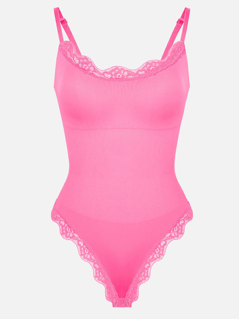 Well-in Vogue Seamless lace Cami Waist Abdomen Shaping Thong Bodysuit